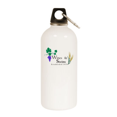 Wines & Steins - White Water Bottle With Carabiner Thumbnail