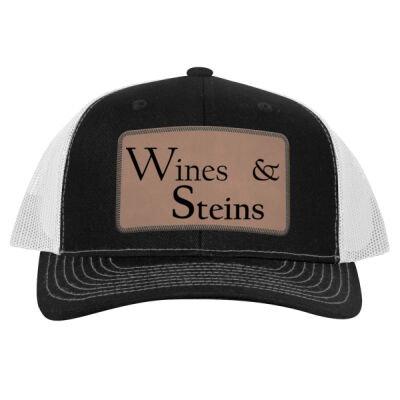 Wines & Steins - Engraved C112 Leather Patch Hat Thumbnail