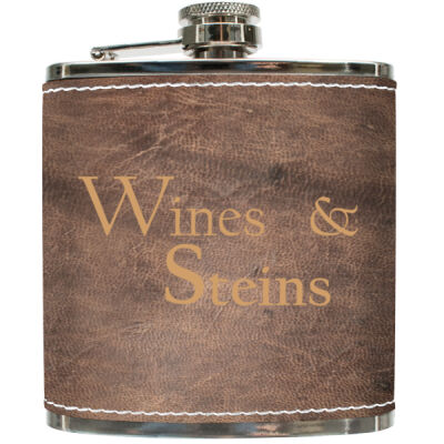 Wines & Steins - Leatherette Covered 6oz Flask Thumbnail