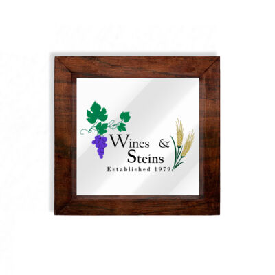 Wines & Steins - Handmade Wood Framed Print 6x6 Thumbnail