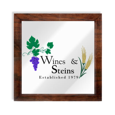 Wines & Steins - Handmade Wood Framed Print 12x12 Thumbnail